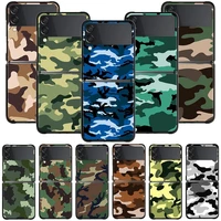 hard phone case for samsung galaxy z flip3 5g z flip pc shell black cover smartphone sky blue camouflage camo