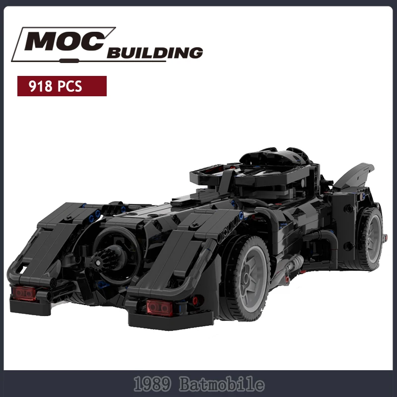 

1989 Batmobile Creator MOC Building Block Supercar Model Bat Movie Vehicle Figures Bricks Kids Toy Gifts 918 Pcs