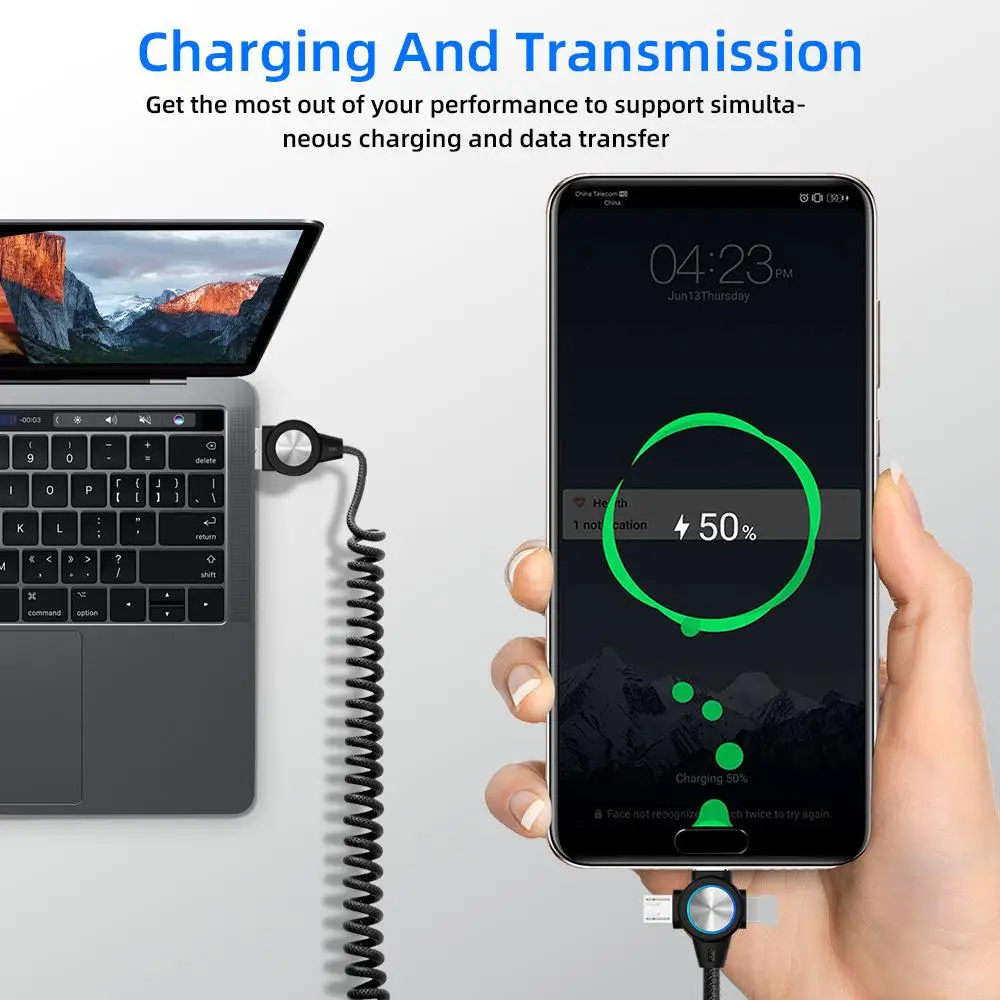 Зарядный кабель три в одном быстрая зарядка для Android iphone Type-c huawei xiaomi выдвижной