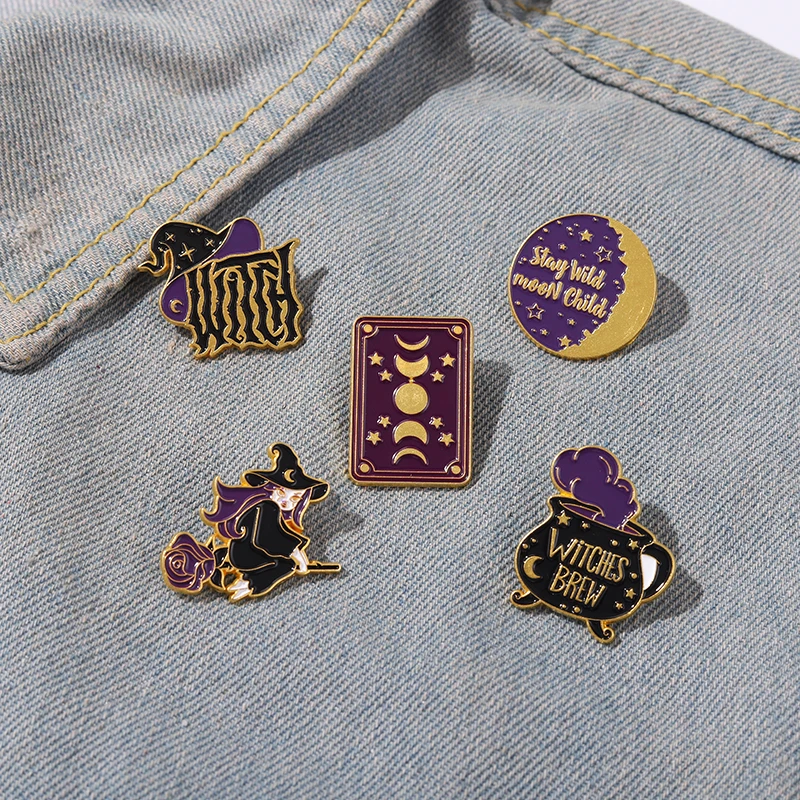 

XCMRYSP Rose Flower Witch Badge Brooch Magic Potion Card Hat Metal Enamel Lapel Pin Backpack Clothes Fashion Jewelry Gift