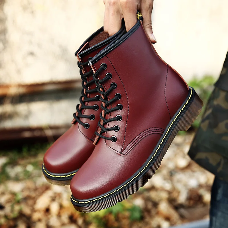 Мужские ботинки Ботинки martin из натуральной кожи мужские ботильоны на шнуровке