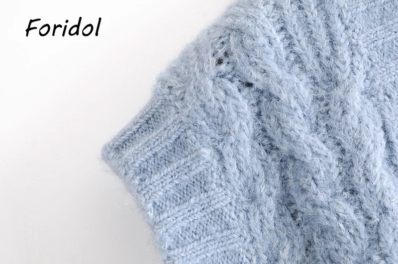 

Winter Pullover Twist Blue Sweater Vest Solid Color V Neck Sleeveless Sweater Vest Female Waistcoat Mujer Vintage Tops Jumper
