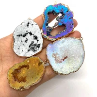 aura chakra pendant men and women agate irregular multicolored natural onyx stone exquisite pendant diy jewelry accessories