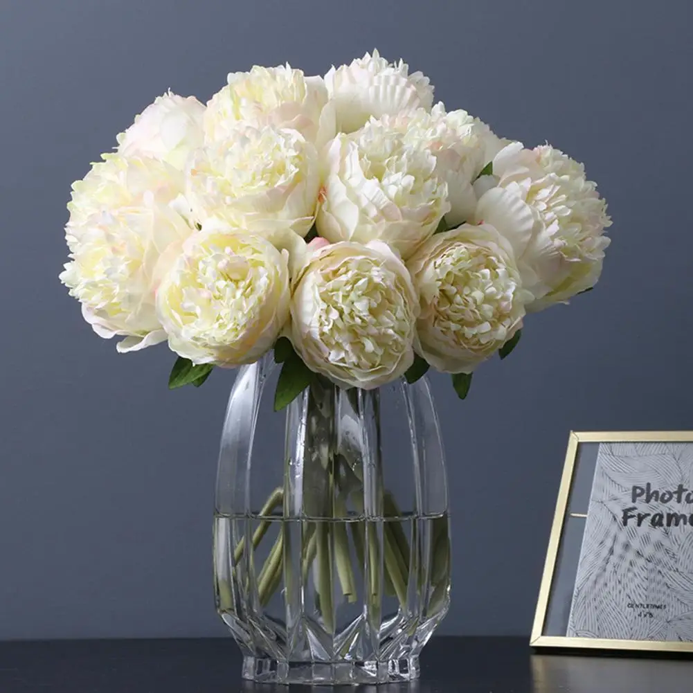 

1 Bouquet 5 Heads Peony Artificial Faux Silk Fake Flowers for Home Wedding Decor