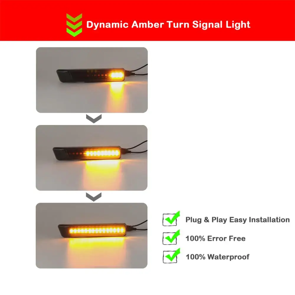 

2Pcs For BMW 3 Series E36 X5 E53 M3 Smoked Lens LED Side Marker Fender Lamp Dynamic Amber Turn Signal Light