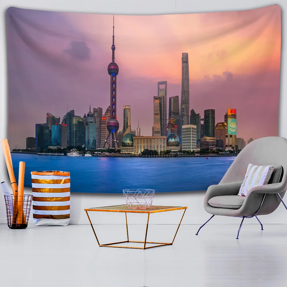 Шанхай Восточный жемчуг башня гобелен городской Декор для дома фоновая стена