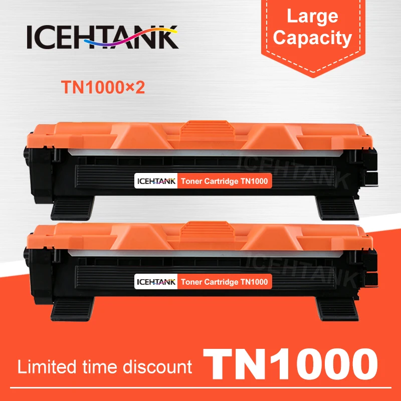 

ICHTANK 2 PCS TN1000 toner cartridge compatible for Brother TN1030 TN1050 TN1060 TN1070 HL-1110 1210 MFC-1810 DCP-1510 1610W