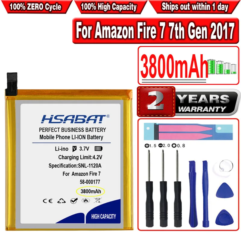

Аккумулятор HSABAT 3800 мАч ST18 58-000177 для AMAZON b01предупреждающий огонь 7-го поколения 2017 SR043KL SR04KL