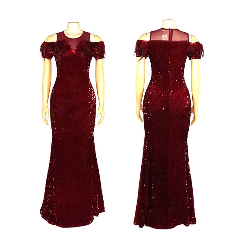 Африканские вечерние платья для женщин с блестками вельветовое облегающее