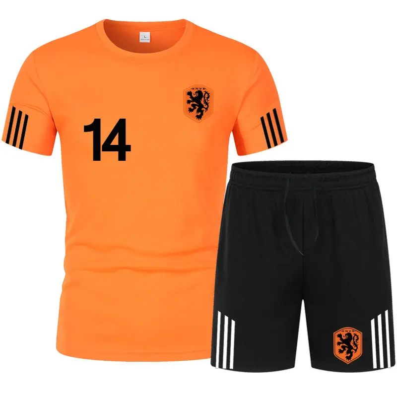 

Dutch team shirt 2021 Summer Tracksuit Men's set's Sportswear man brands fashion Oversized T-shirt+shorts suit football jersey