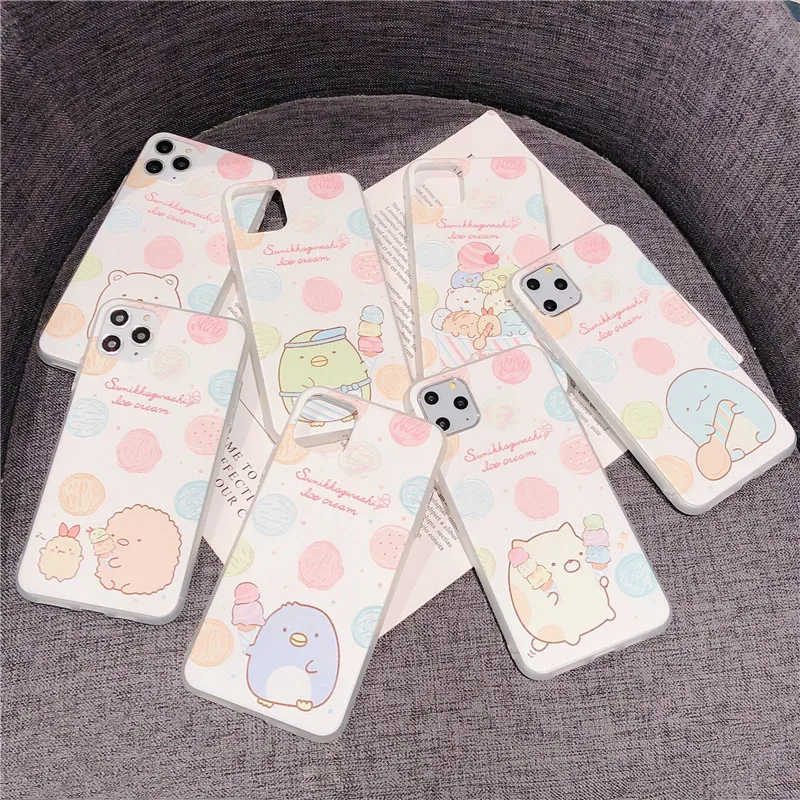 Японская мультяшная симпатичная пластиковая задняя крышка с тиснением Sumikko Gurashi