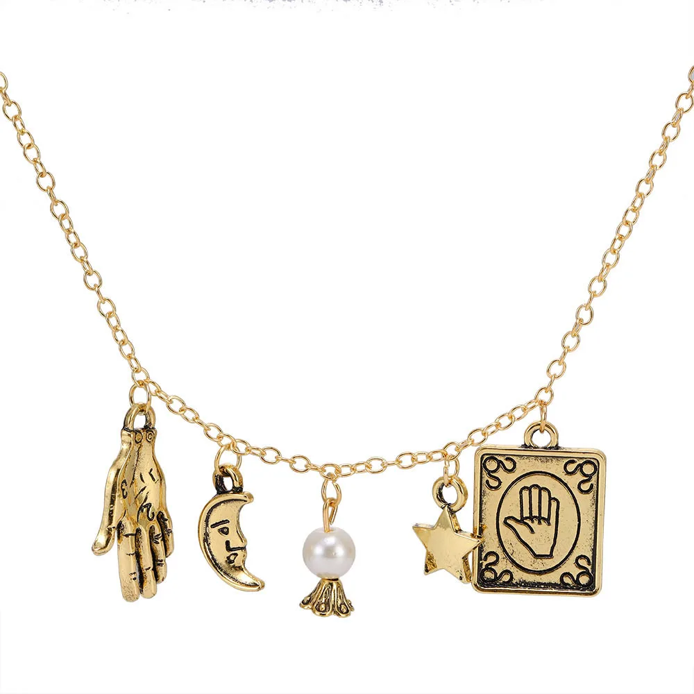 

Yanqueens Natural Moonstone Crystal Ball Star Pendant Necklace Witch Pagan Jewelry Necklaces for Women