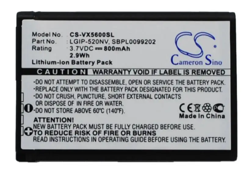 

cameron sino 800mah battery for LG Accolade Cosmos Touch VN270 Extravert LG-VN150PP MN270 MN270 Beacon Revere UN150 Envoy VN150