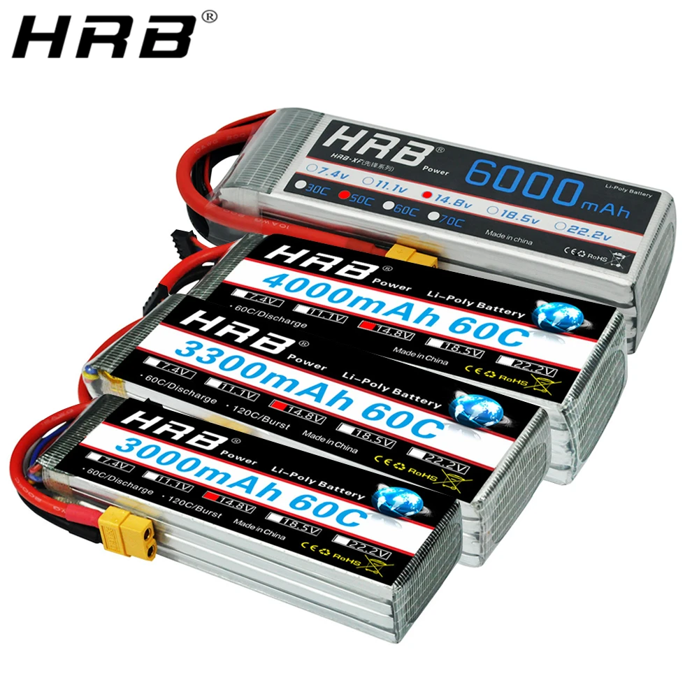 Аккумулятор HRB 4S 14 8 в Lipo XT60 1800 2200 мАч 2600 3000 3300 4000 5000 6000 10000 Запчасти для