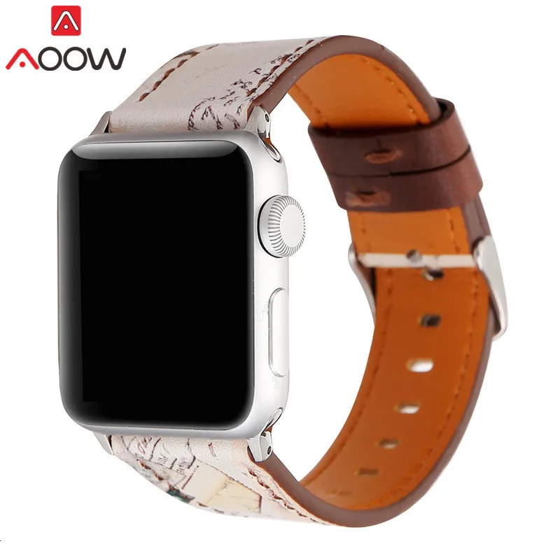 Винтажный кожаный ремешок для часов Apple Watch 38 мм 42 мм красный цветочный принт для женщин и мужчин сменный мужской т-браслет ремешок для iwatch 1 2 3