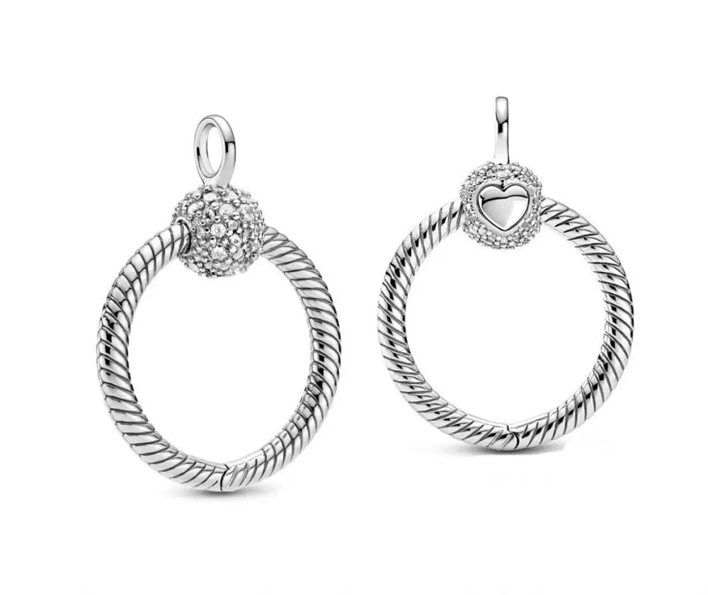 

2020 Autumn New Fit Original Pandora Necklace 925 Sterling Silver Bead 2.5mm O-shaped Zircon Buckle Pendant Women DIY Charm