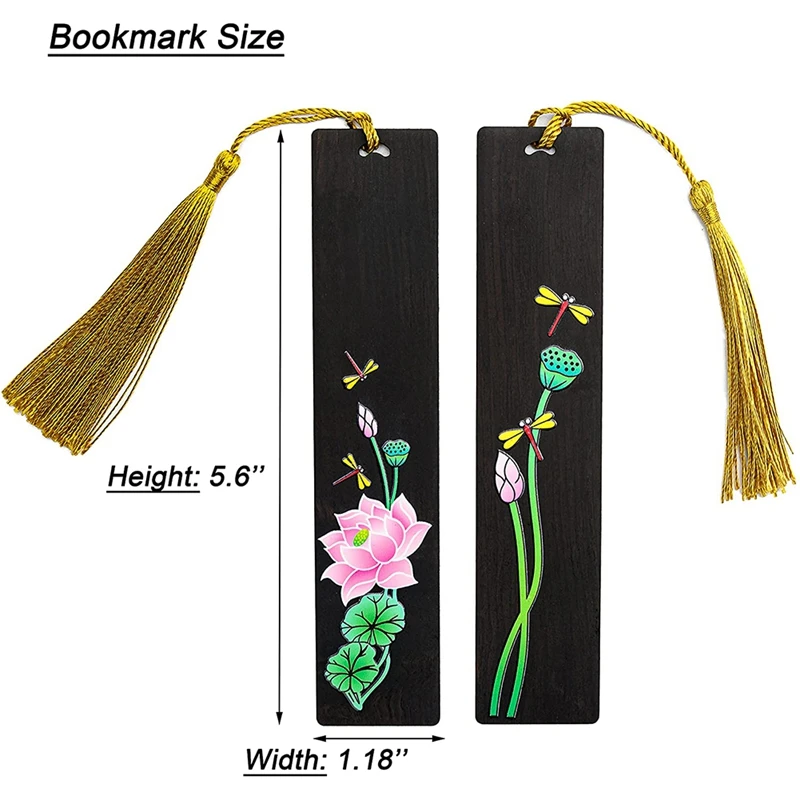 

Natural Wood Bookmark with Tassel, Unique Wooden Bookmark Set Gift for Men and Women (Dance of the Dragonfly)