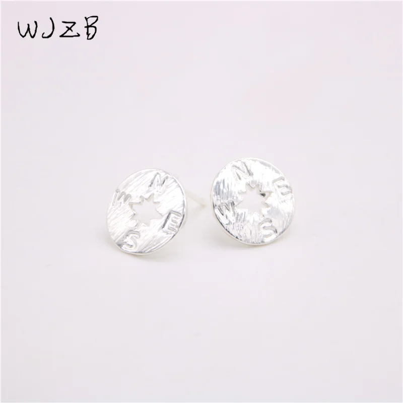 Классические серьги-гвоздики с компасом круглые серьги буквой для девочек |