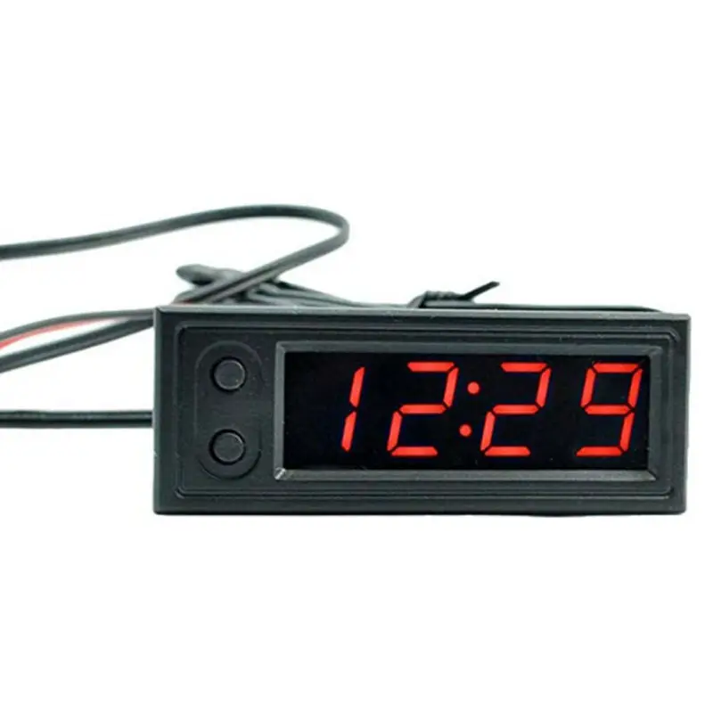 

Red Car Voltmeter 12V 3in1 PP DC 5-27V Indoor Outdoor 1 pcs Vehicle Thermometer Clock