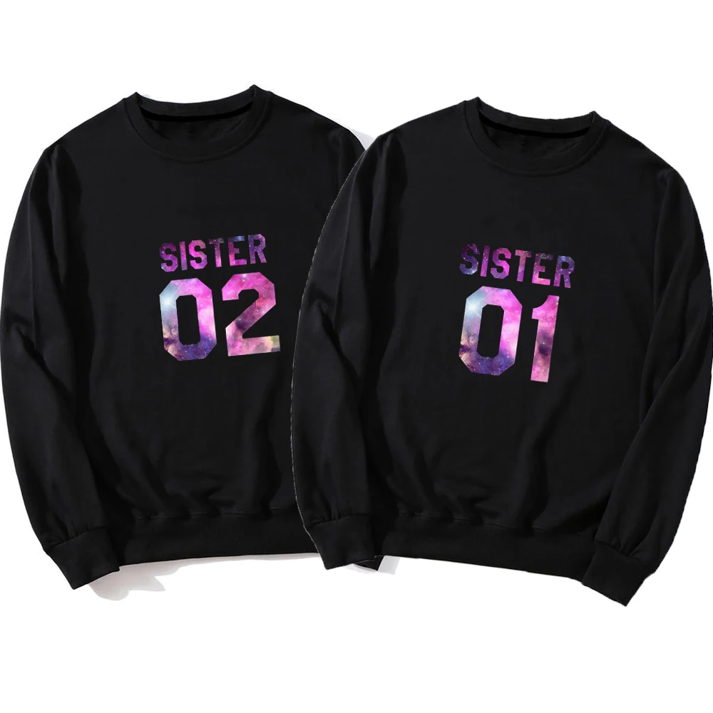 Сестра 01 02 с надписью Best Friends буквенным принтом для женщин Толстовка Джемпер