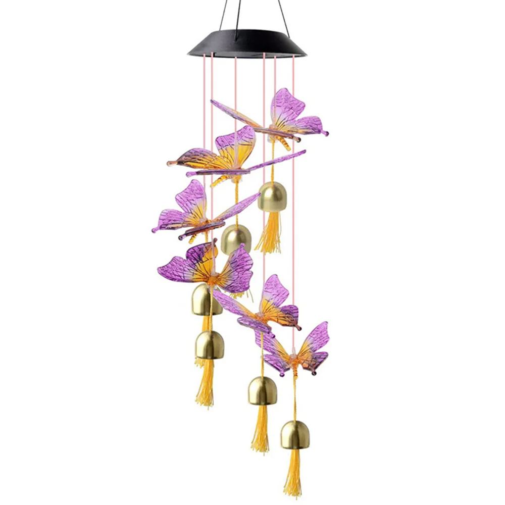 

Solar Power LED Wind Bell, Lighting Solar Wind Chimes Butterfly-Shaped Solar Wind Chimes Decorating Windows Balconies (6 Bells)