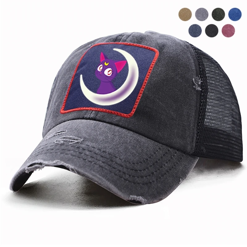 Модная японская аниме Сейлор Мун мультфильм кошка печать кепка мужская