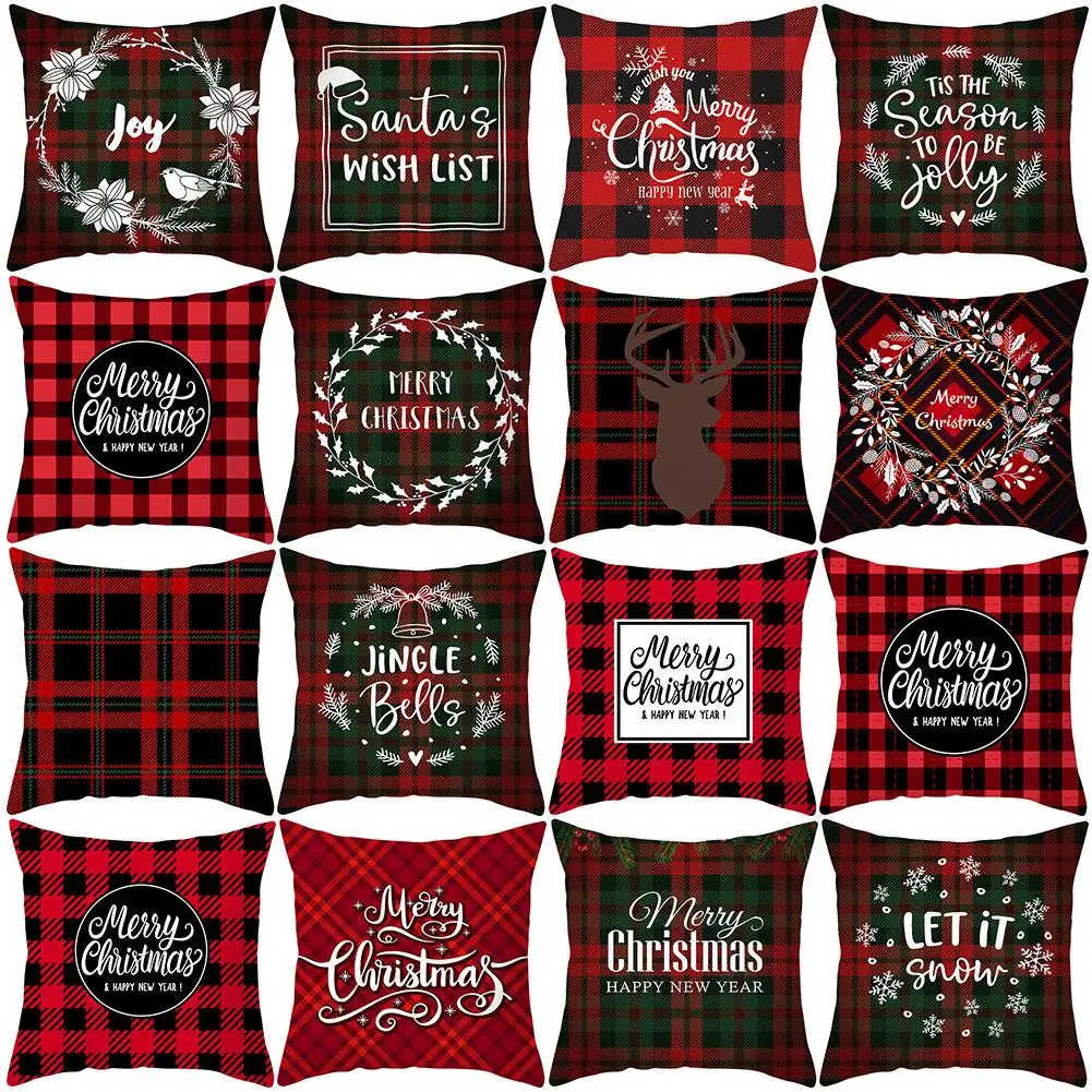 Новый чехол с рождественскими снежинками оленями в клетку|Наволочки| |