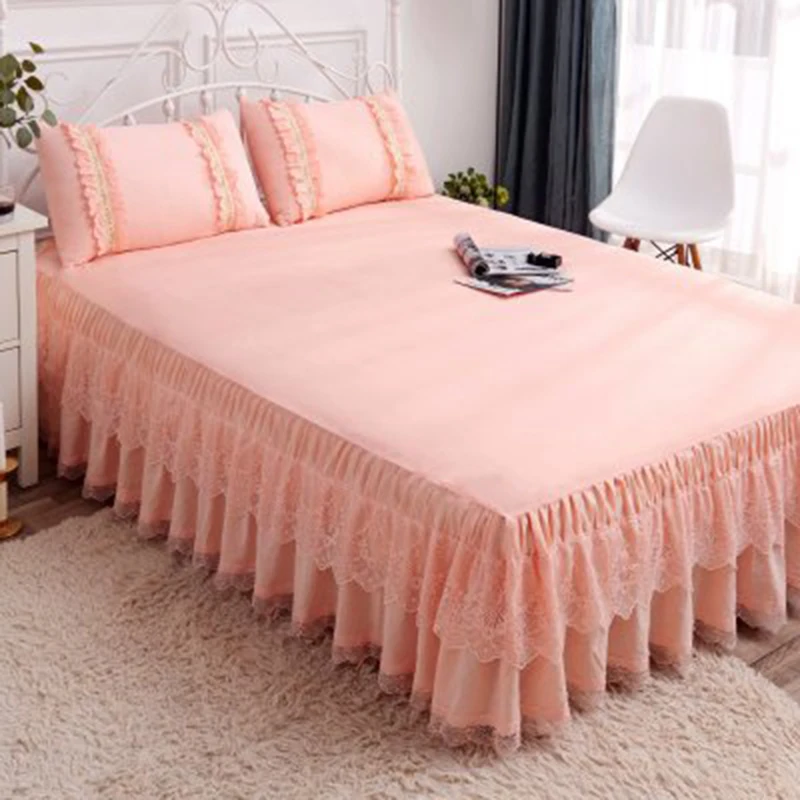Bedding 1 piece set new lace bed cover fashion bed skirt thick sheets 2 pillowcase / double bed single bed dust ruffle 5 colors
