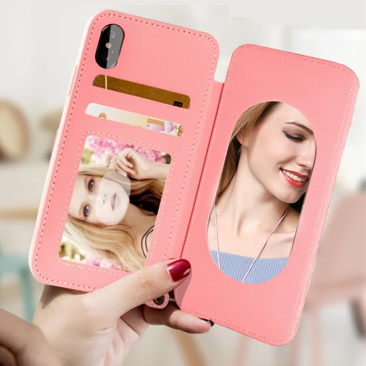 Модный чехол кошелек для телефона с зеркалом макияжа аксессуары со шнурком