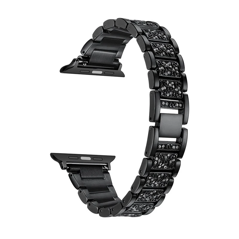 black Женские часы диаморемешок для apple watch 4 band 40 мм 44 мм correa apple watch 38 мм iWatch band 42 мм браслет из нержавеющей стали ремешок для часов - Цвет ремешка: black