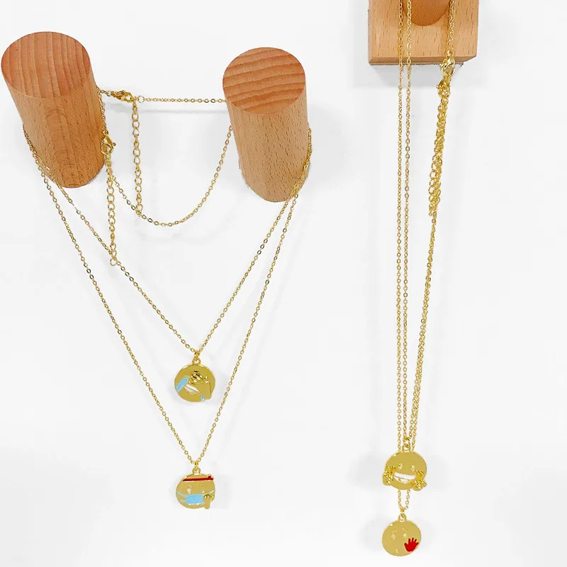 

MC 2021 Fashion Jewelry Creative Funny Face Expression Necklace INS Korean Street Couple Chain Cute Men Women Pendant Necklaces