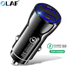 Автомобильное зарядное устройство OLAF Mini USB, 3,0 А, с поддержкой быстрой зарядки, с двумя USB-портами, для Iphone 8, X, XS, Huawei p20 lite