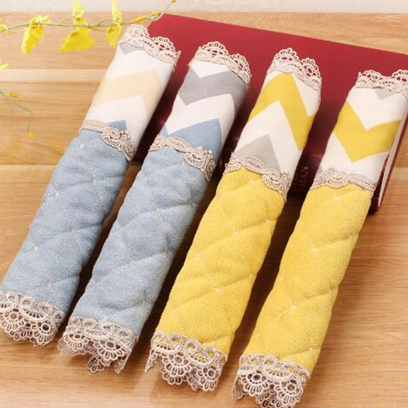 1 пара крышка ручки холодильника вышитая кружевная плотная ткань - Цена: 