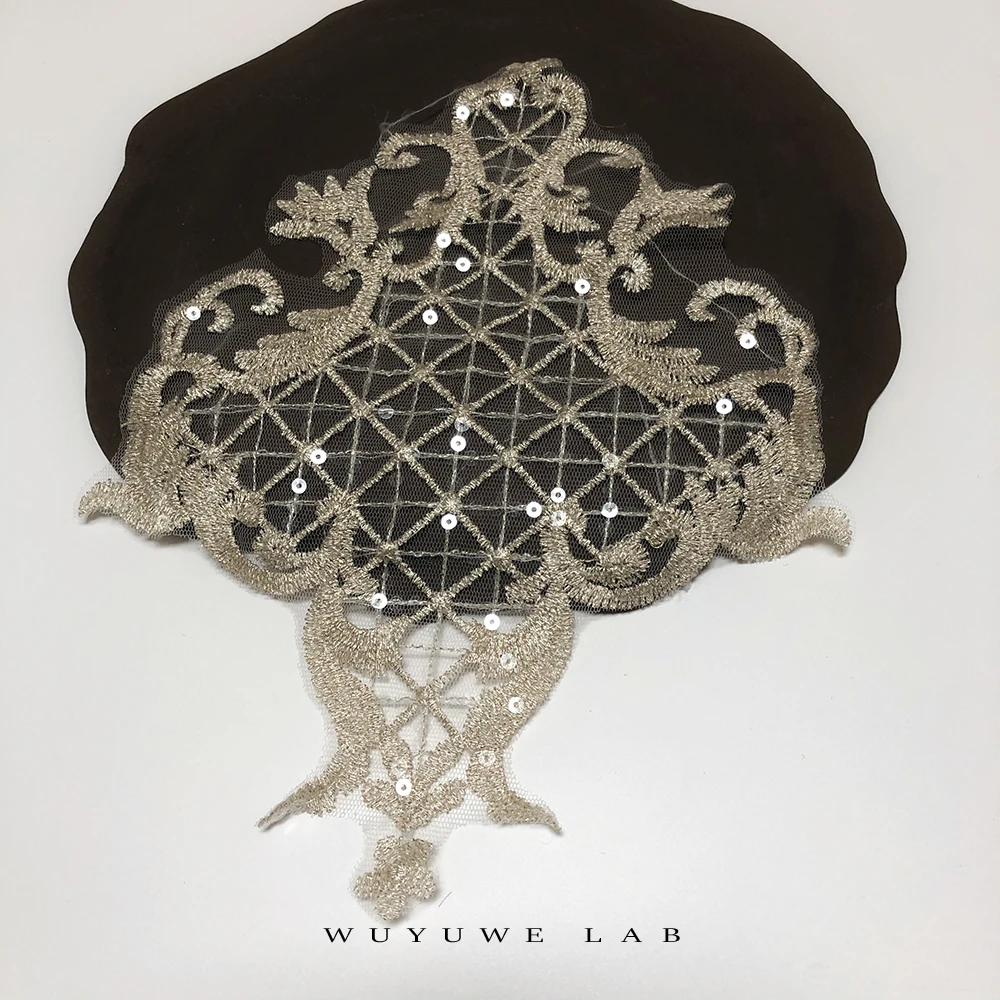 Кружевная аппликация с прозрачными блестками кружевная вышивка цвета