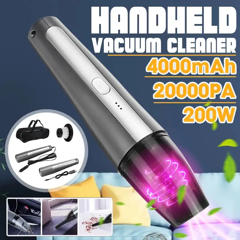 

Mini Wireless Car Vacuum Cleaner Portable Vacuum Cleaner Car Household Dual-use 200W 20000pa Strong Cyclone Handheld Cleaner