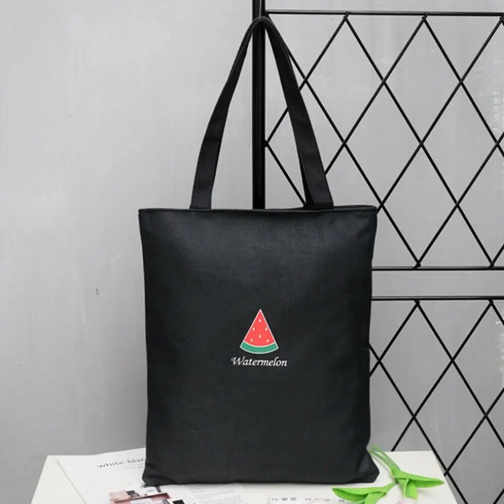 Black Watermelon Модная брендовая Новая креативная Женская пляжная сумка через плечо, холщовая летняя сумка для отдыха, сумка для покупок, золотая молния - Цвет: Black Watermelon
