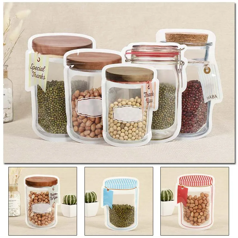 

Многоразовые банки, бутылки, пакеты, пакеты для орехов, конфет, печенья, герметичный пакет для хранения свежих продуктов, закусок, на молнии, герметичный кухонный Органайзер