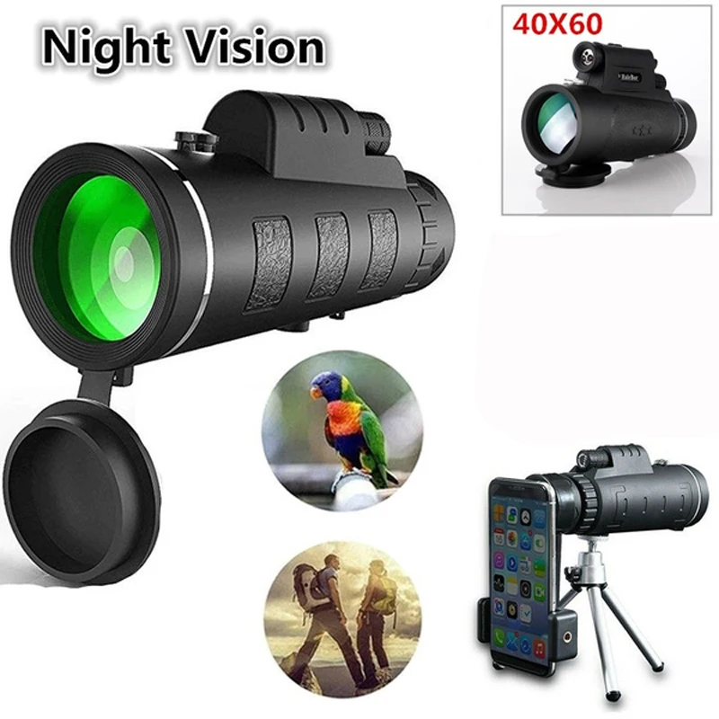 

40x60 HD Monocular Powerful Binoculars Zoom Night Vision Multi-function Telescope Military HD Professional Hunting Waterpr