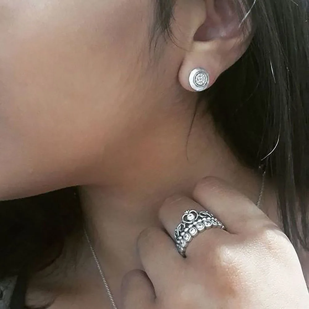 

Volayer 925 Sterling Silver Signature Sparkling Stud Earrings Cubic Zirconia Statement Stud Earring Women Earrings Birthday Gift