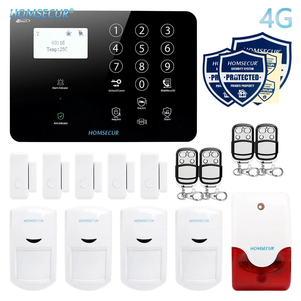 HOMSECUR GA01 4G B Беспроводная и Проводная сенсорная клавиатура 4G/3G/GSM LCD домашняя