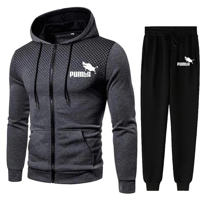 

Men Two Pieces Set Tracksuit Zipper Hoodie Sets Sportswear Thick Hoodie+Pants Sport Suits Casual Sweatshirt And Sweatpant
