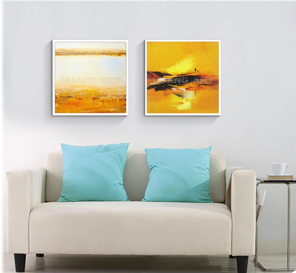 Поп-Современная Абстрактная живопись на холсте для гостиной ручная работа синий