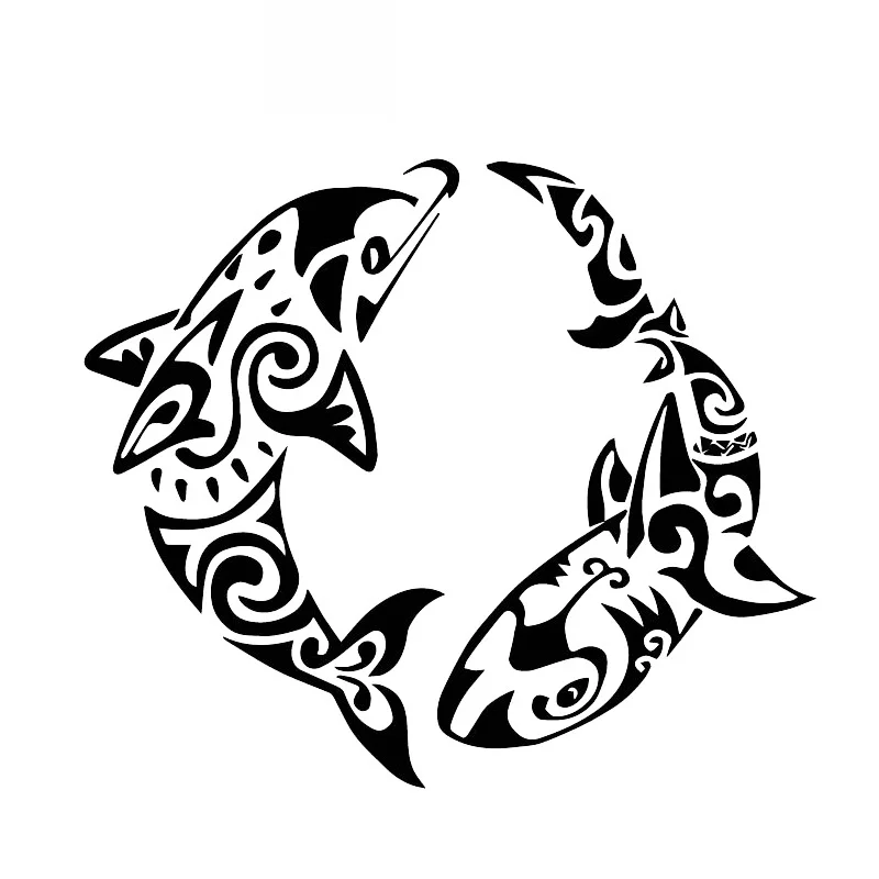 Красивые наклейки с изображением семейных дельфинов зеркальные