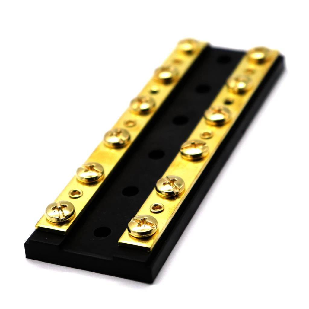 

Marine BusBar - Dual Brass Bus Bar 12-Point Power Distribution Block - #8