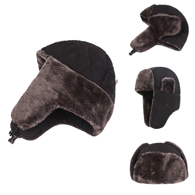 

2021 Winter Hats For Men Women Russian Hat Trapper Bomber Warm Ear Flaps Ski Hat Cap Headwear Unisex Windproof Snow Caps Female