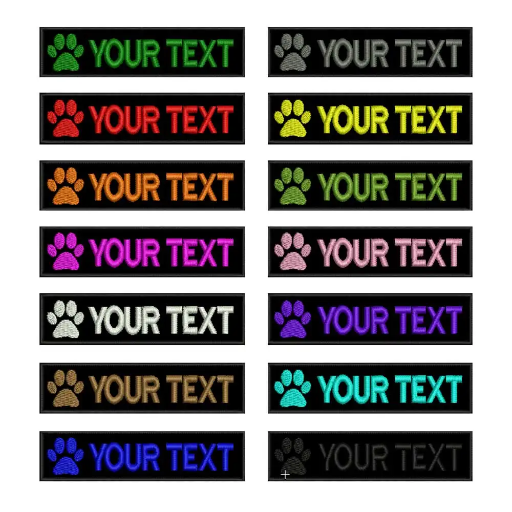 Вышивка в виде собачьей лапы, индивидуальное название, значок в строчку с полосками, нашивка на или застежка-липучка для ошейника собаки