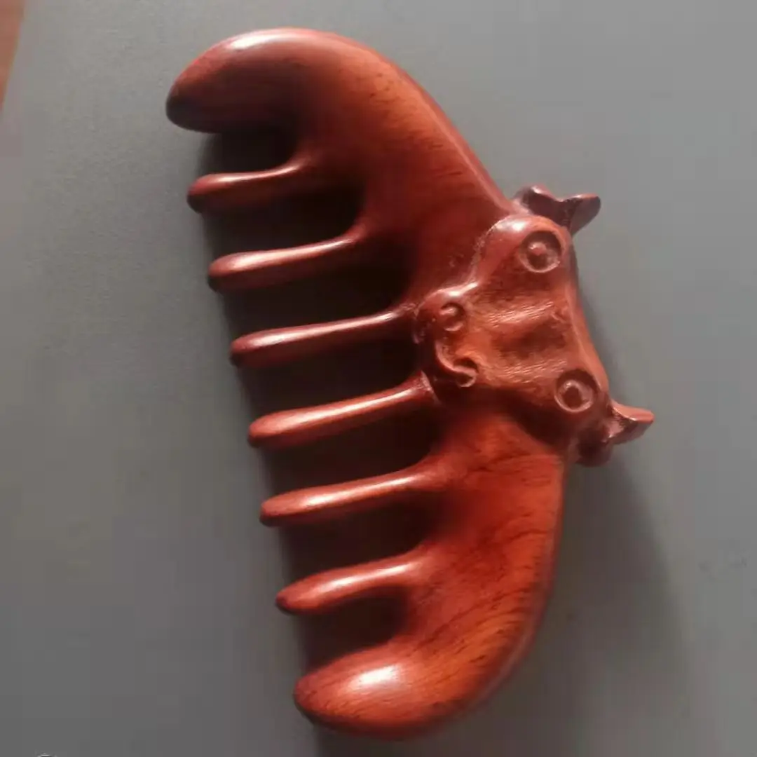

Red sandalwood massage comb ox head comb massage meridian scalp wooden broad teeth massage