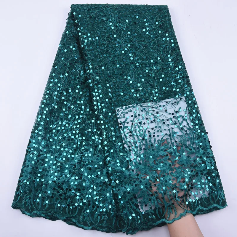 

African High Quality Sequins Lace Fabric French Tulle Lace Fabri Gold Nigeria Mesh Guipure Lace Fabric for Wedding Dress party