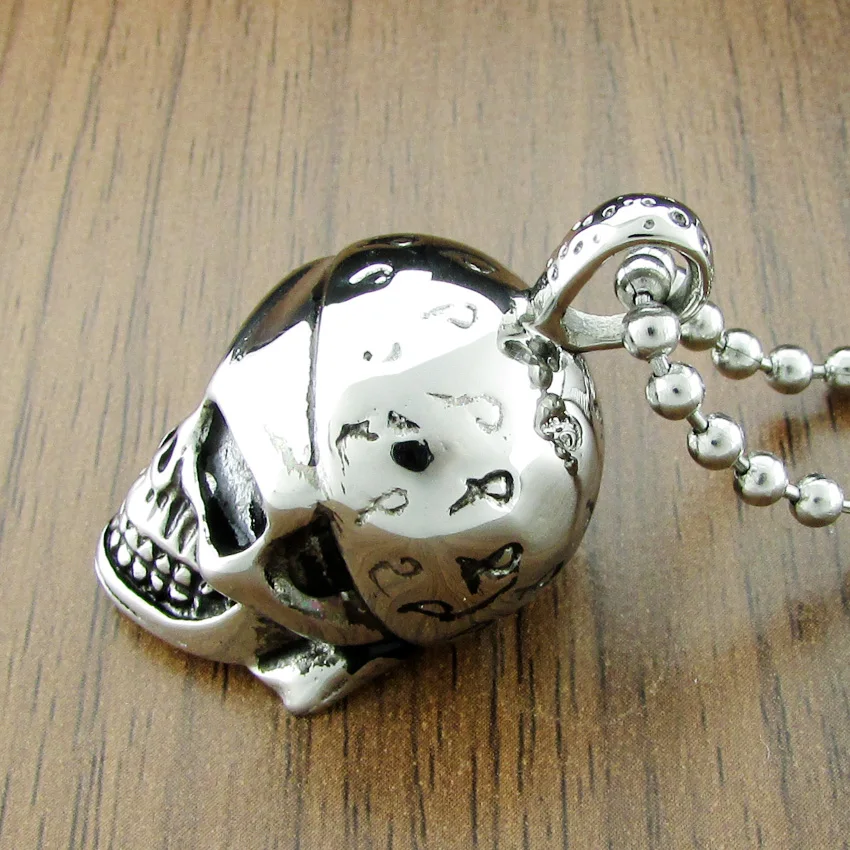 Ожерелье с подвеской в виде черепа стиле панк из нержавеющей стали 316L