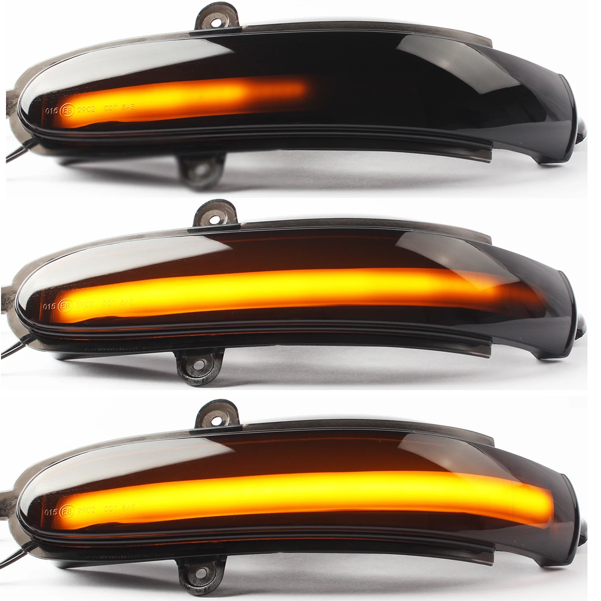 Динамический светодиодный указатель поворота на боковое крыло двери зеркальный